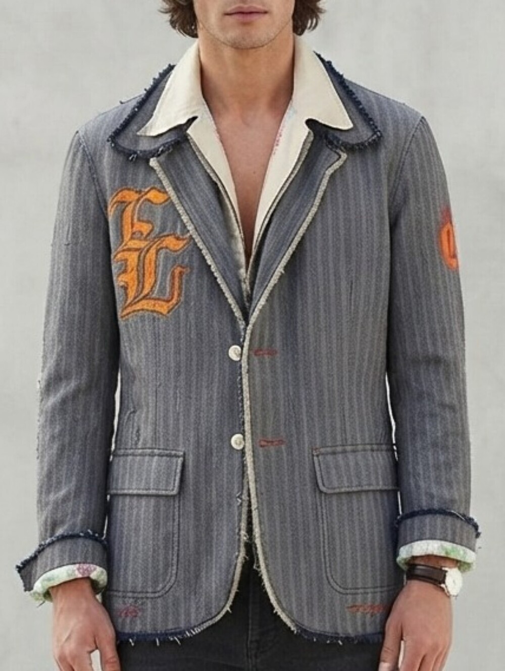 English Laundry Men's Graphic Statement Blazer Jacket Grunge Indiesleeze Size L
